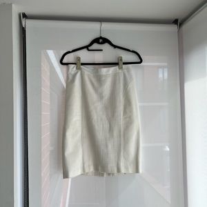 Club Monaco white pencil skirt with leather detail